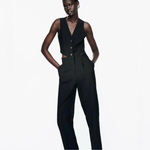 Zara Black Sleeveless Jumpsuit with side cutouts